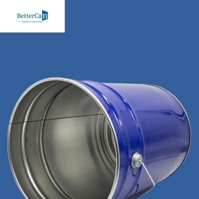 Niebieskie wiadro z metalową farbą o pojemności 5 galonów, okrągłe metalowe wiadro z uchwytem