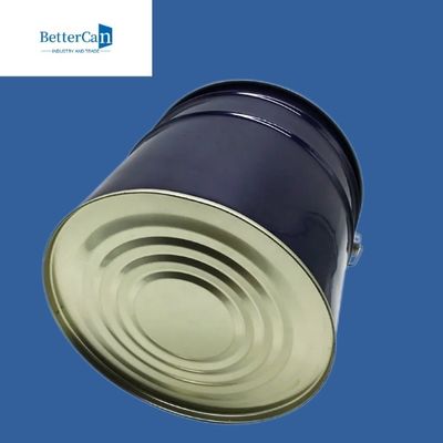 Niebieskie wiadro z metalową farbą o pojemności 5 galonów, okrągłe metalowe wiadro z uchwytem