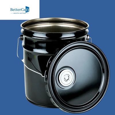 0,32 mm-0,43 mm Metalowe wiadro na farbę 20 l Czarne wiadro z pokrywką