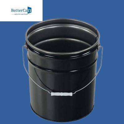 0,32 mm-0,43 mm Metalowe wiadro na farbę 20 l Czarne wiadro z pokrywką