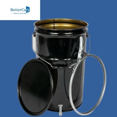 0,32 mm-0,43 mm Metalowe wiadro na farbę 20 l Czarne wiadro z pokrywką