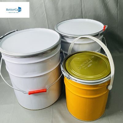 0.35mm Białe powłoki metalowe wiadro z uchwytem 5 litrów zamknięcia pierścienia wiadro
